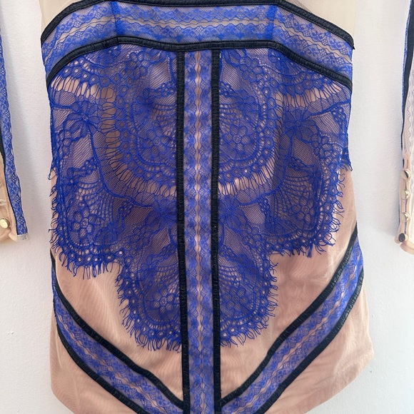 Three Floor Mesh and Lace Long Sleeve Mini Dress - Picture 9 of 9